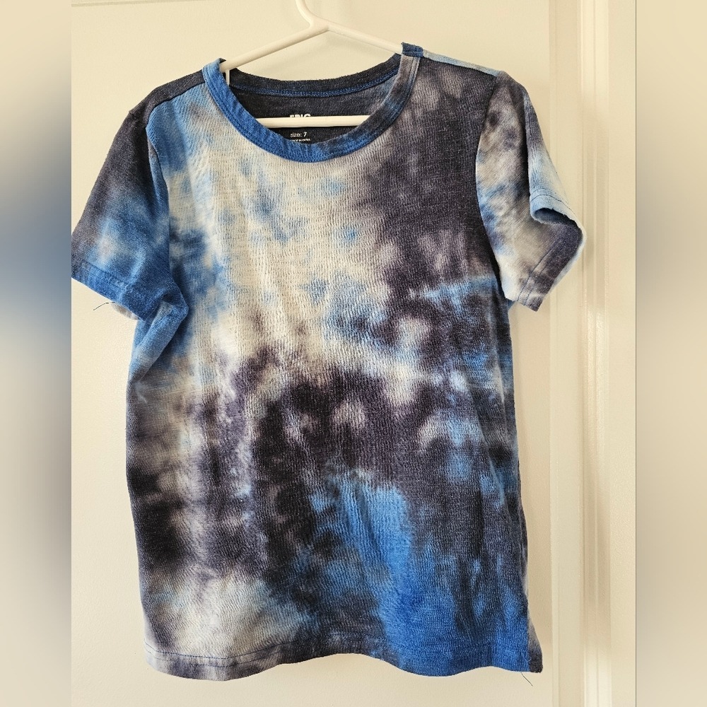 sz7 Kids Tie-Dye Blue Black‎ T-Shirt Retro Summer Patriotic Boating USA Spring